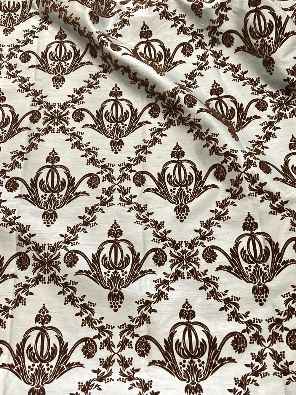Elegant Brown Damask Shower Curtain- Home Accents